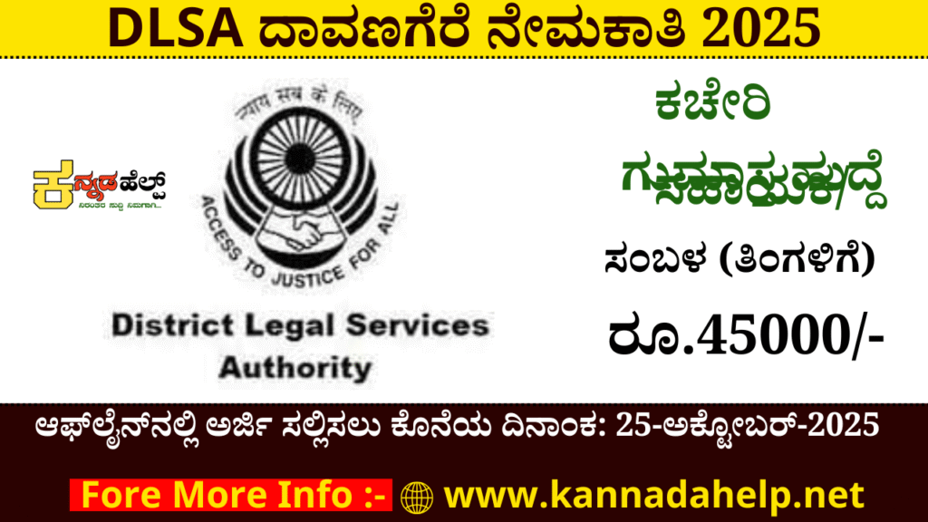 DLSA Davanagere Recruitment 2025