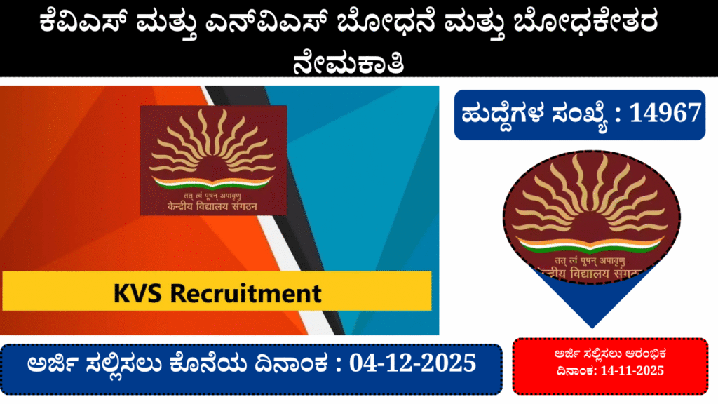 KVS and NVS Teaching and Non Teaching Recruitment