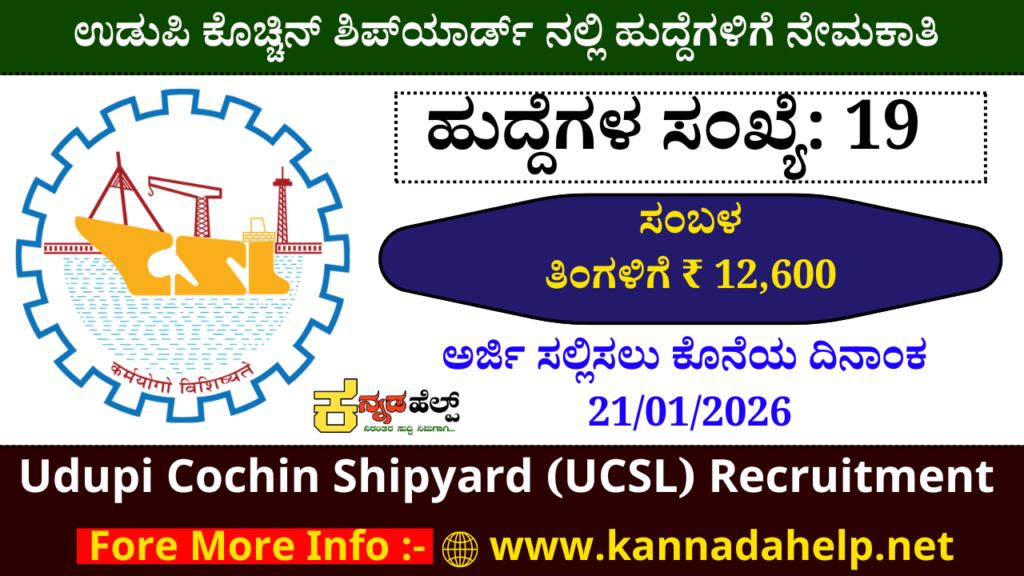 Udupi Cochin Shipyard (UCSL) Recruitment